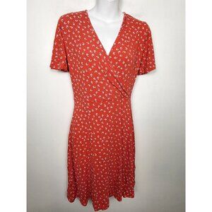 41 Hawthorn red rayon floral printed faux wrap dress. Size small